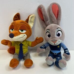 DISNEY Zootopia Plush Set Judy Hopps & Nick Wilde Bunny Fox stuffed animals